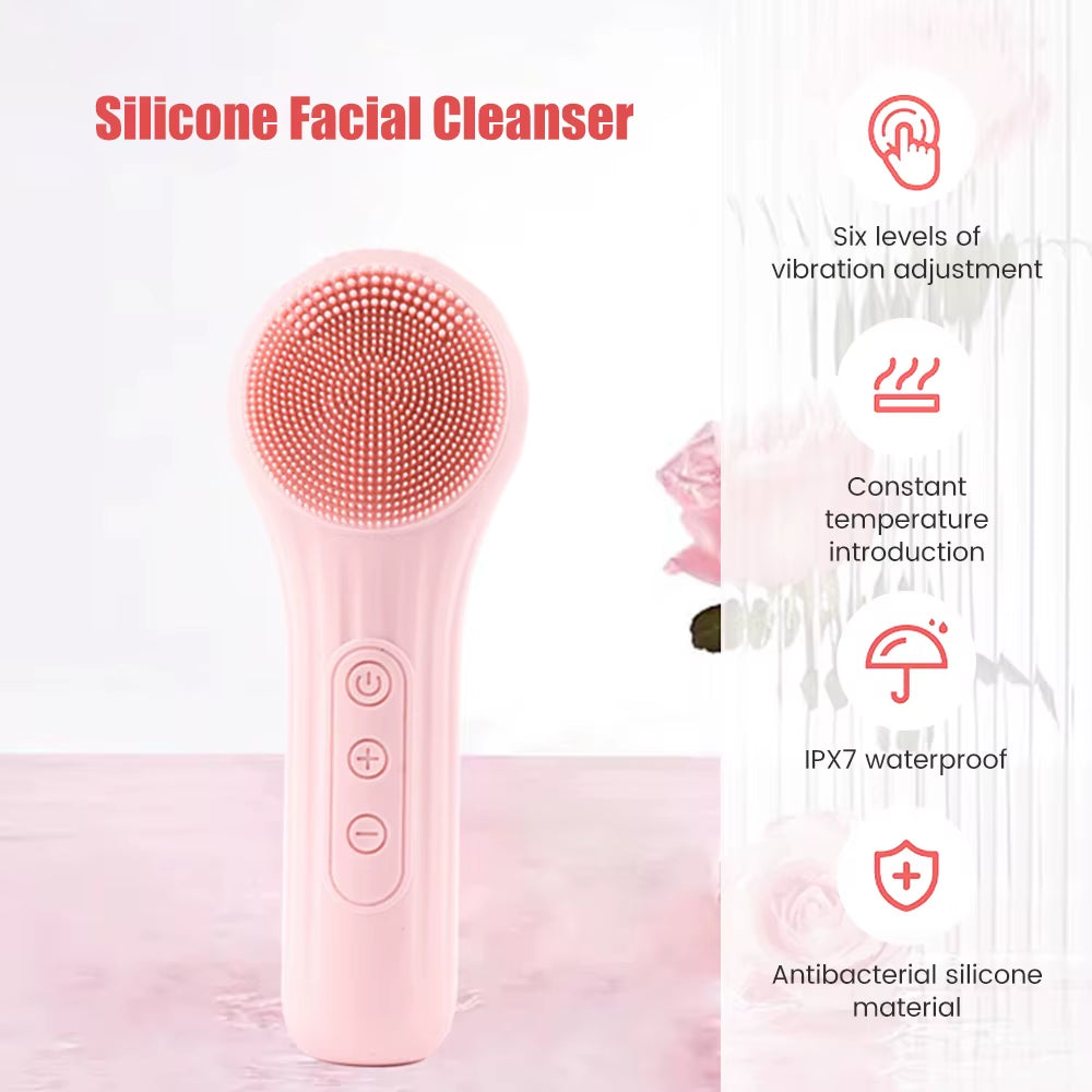 Electric Facial Cleansing Brush - Ultrasonic Vibration Silicone Face Cleanser