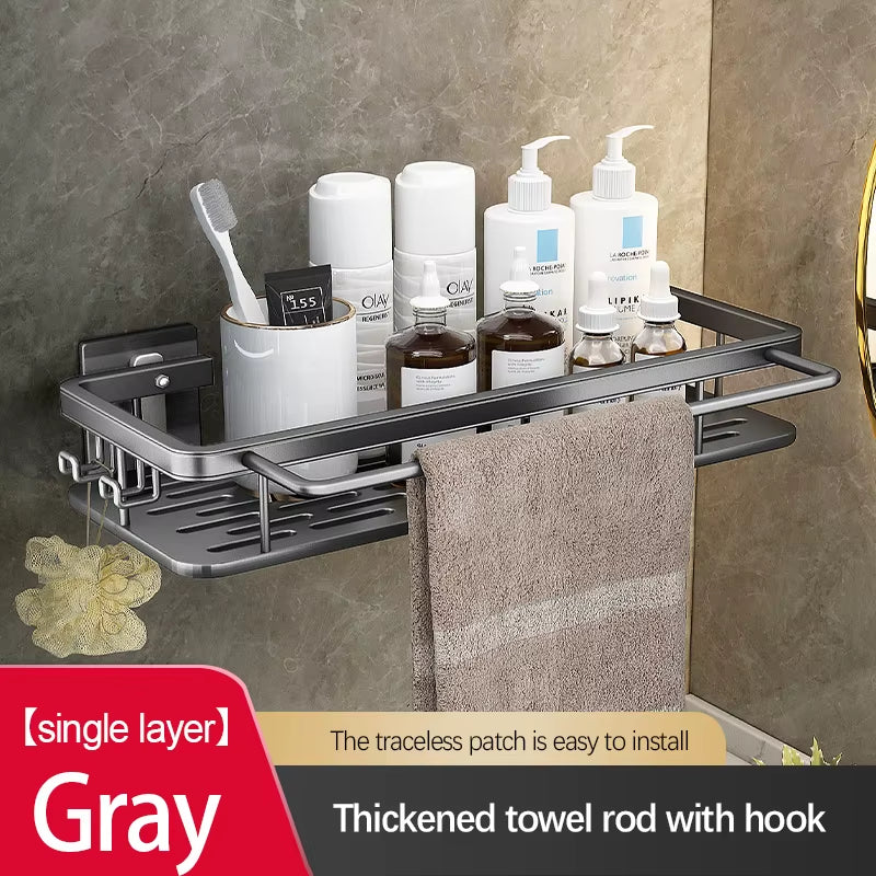 Bathroom Storage Rack Stainless Steel anti Rust Storage Shower Rack Suction Cup Storage Rack Household Storage Appliances