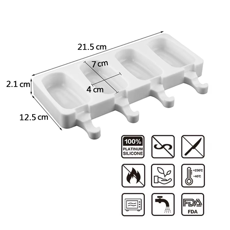 Large Size Ice Cream Mold Heart Shaped Silicone Popsicle Forms Tray Icelolly Moulds for Party Bar Decoration Tool