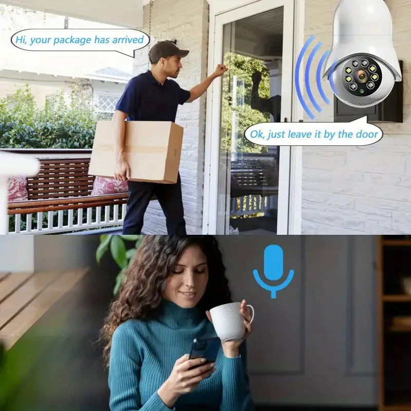 Lightbulb Security Camera Outdoor - Wifi Video Surveillance 1080P With Night Vision