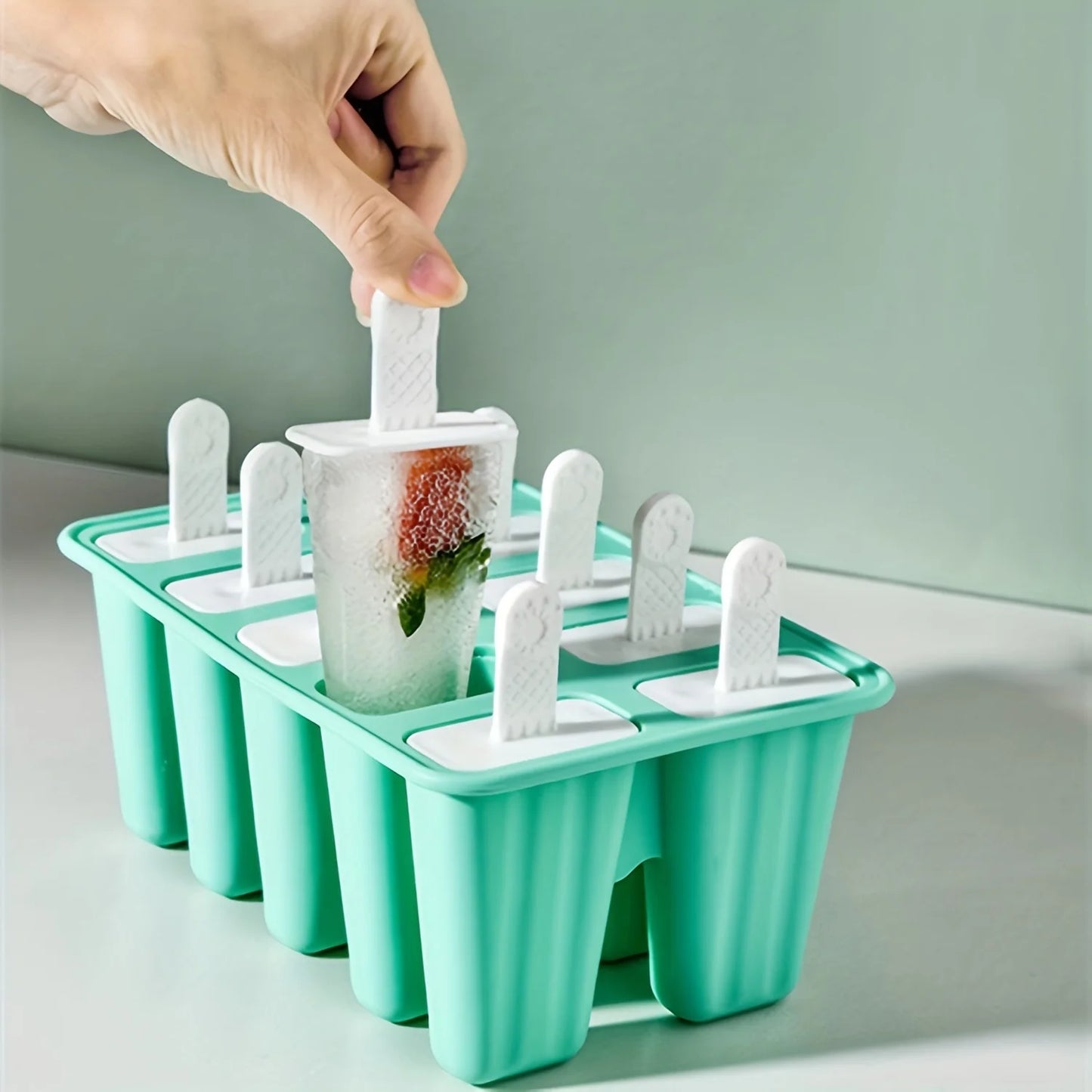 1Pc Reusable Silicone Popsicle Mold - 10 Cavity Popsicle Maker with Bonus Popsicle Sticks - Bpa-Free and Perfect for Restaurants