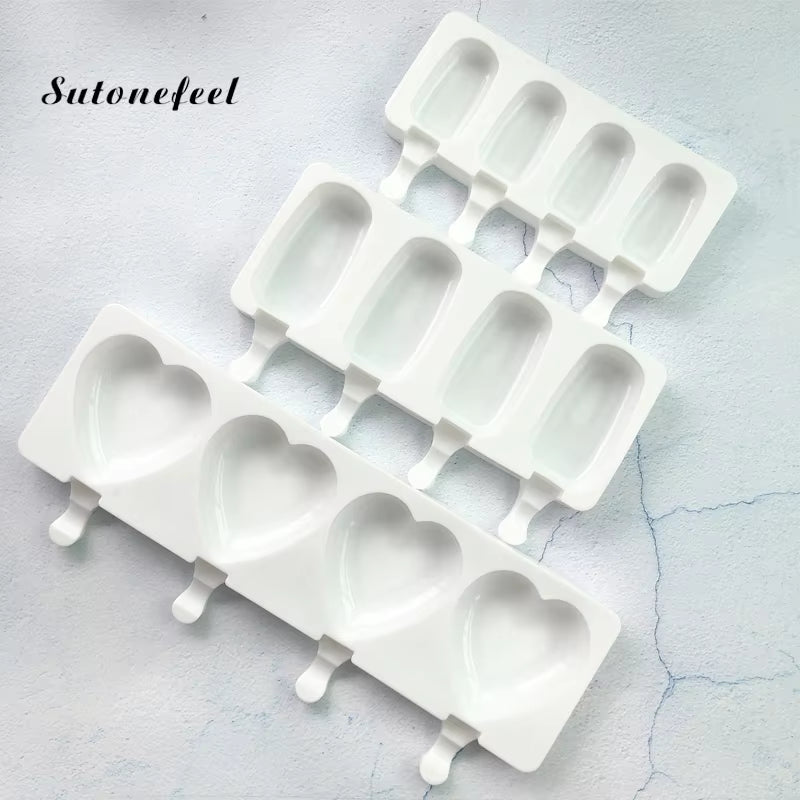 Large Size Ice Cream Mold Heart Shaped Silicone Popsicle Forms Tray Icelolly Moulds for Party Bar Decoration Tool