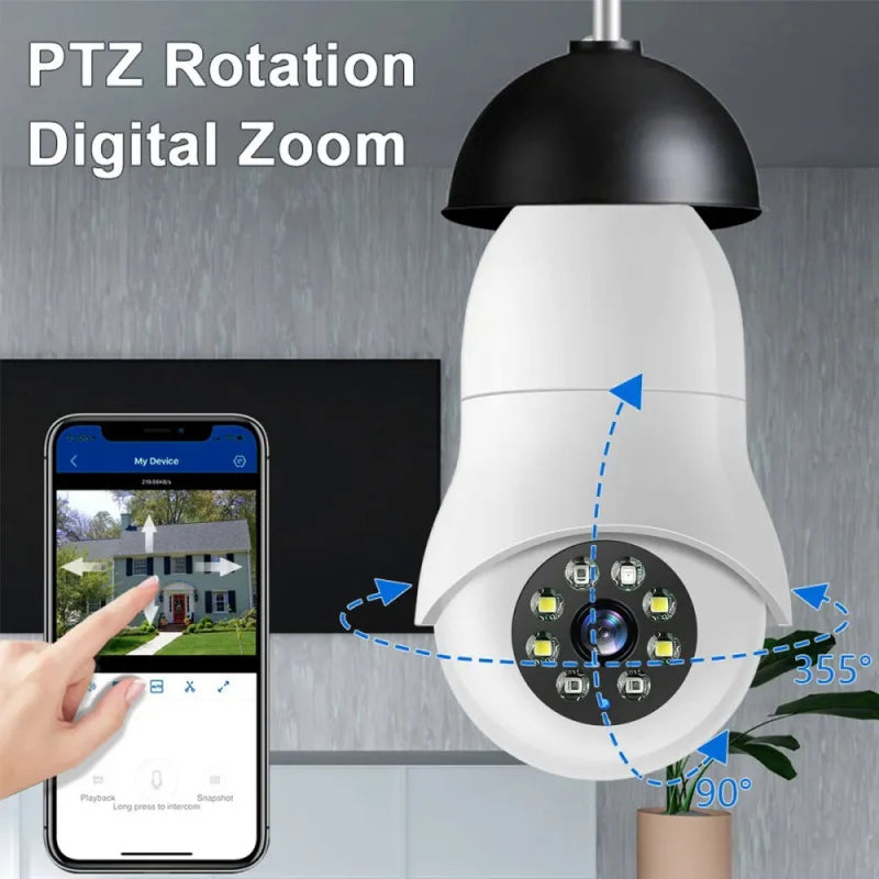 Lightbulb Security Camera Outdoor - Wifi Video Surveillance 1080P With Night Vision
