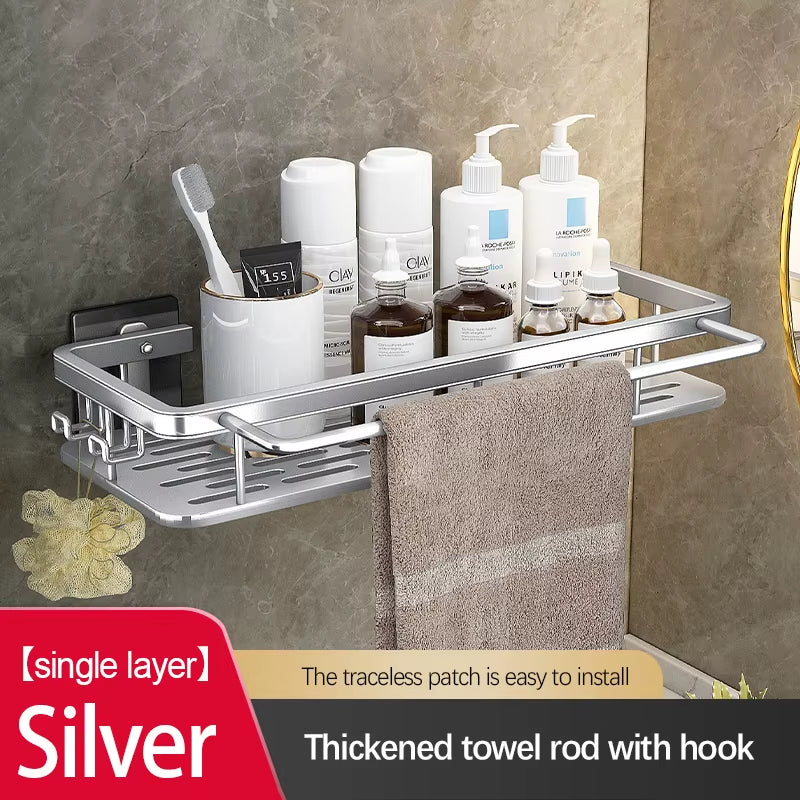 Bathroom Storage Rack Stainless Steel anti Rust Storage Shower Rack Suction Cup Storage Rack Household Storage Appliances