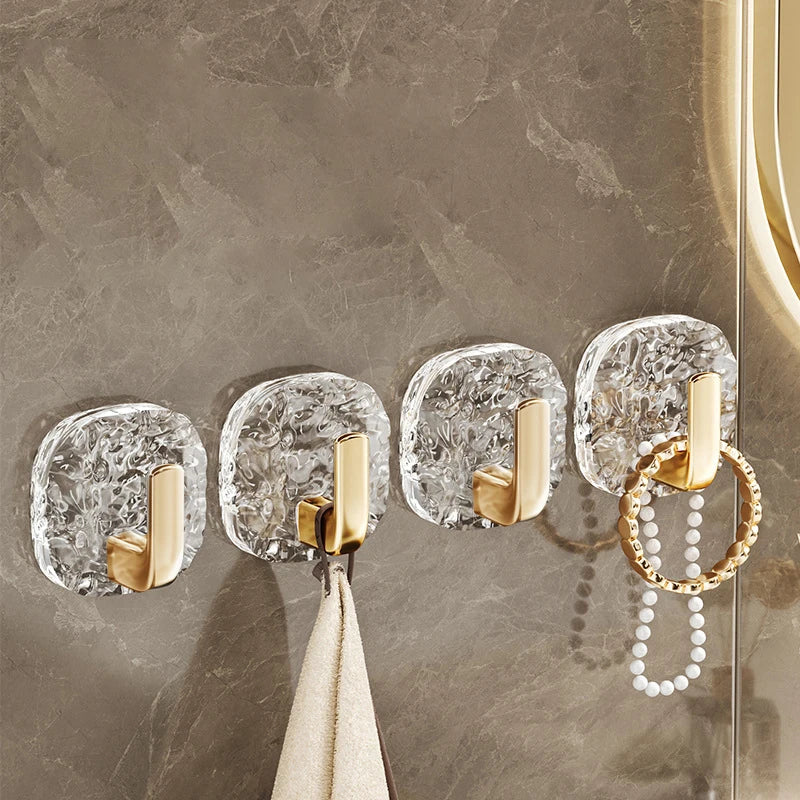 1/4PCS Self-Adhesive Wall Hooks Acrylic Bathroom Hooks for Hanging Waterproof Adhesive Hook Towel Holder Home Accessories