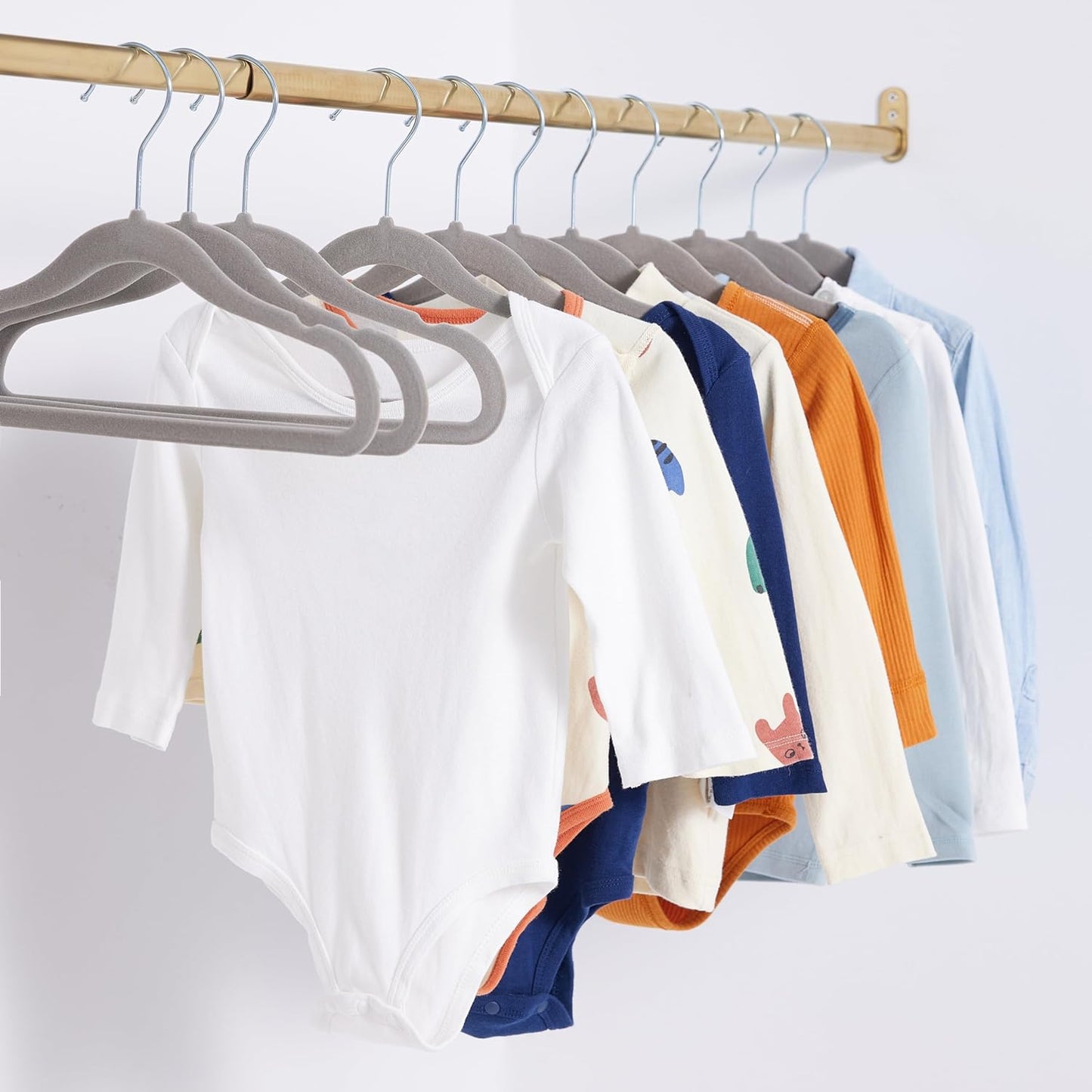 Grey Non Slip Hangers for Kids - Hangers for Infants And Toddlers, Pack of 30
