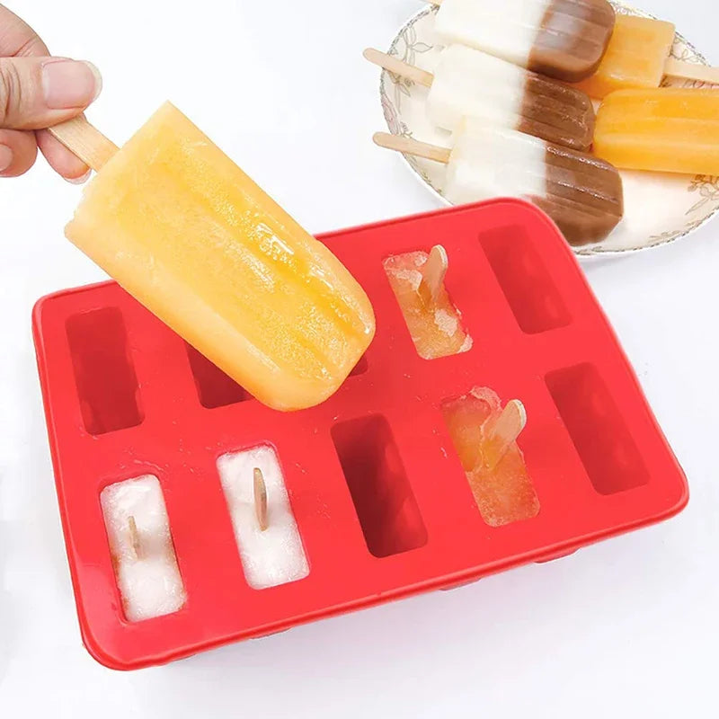 Food Grade Popsicle Silicone Molds 4/10 Cavity Homemade Kitchen Silicone Popsicle Mold BPA Free Frozen Ice Pop Cream Maker