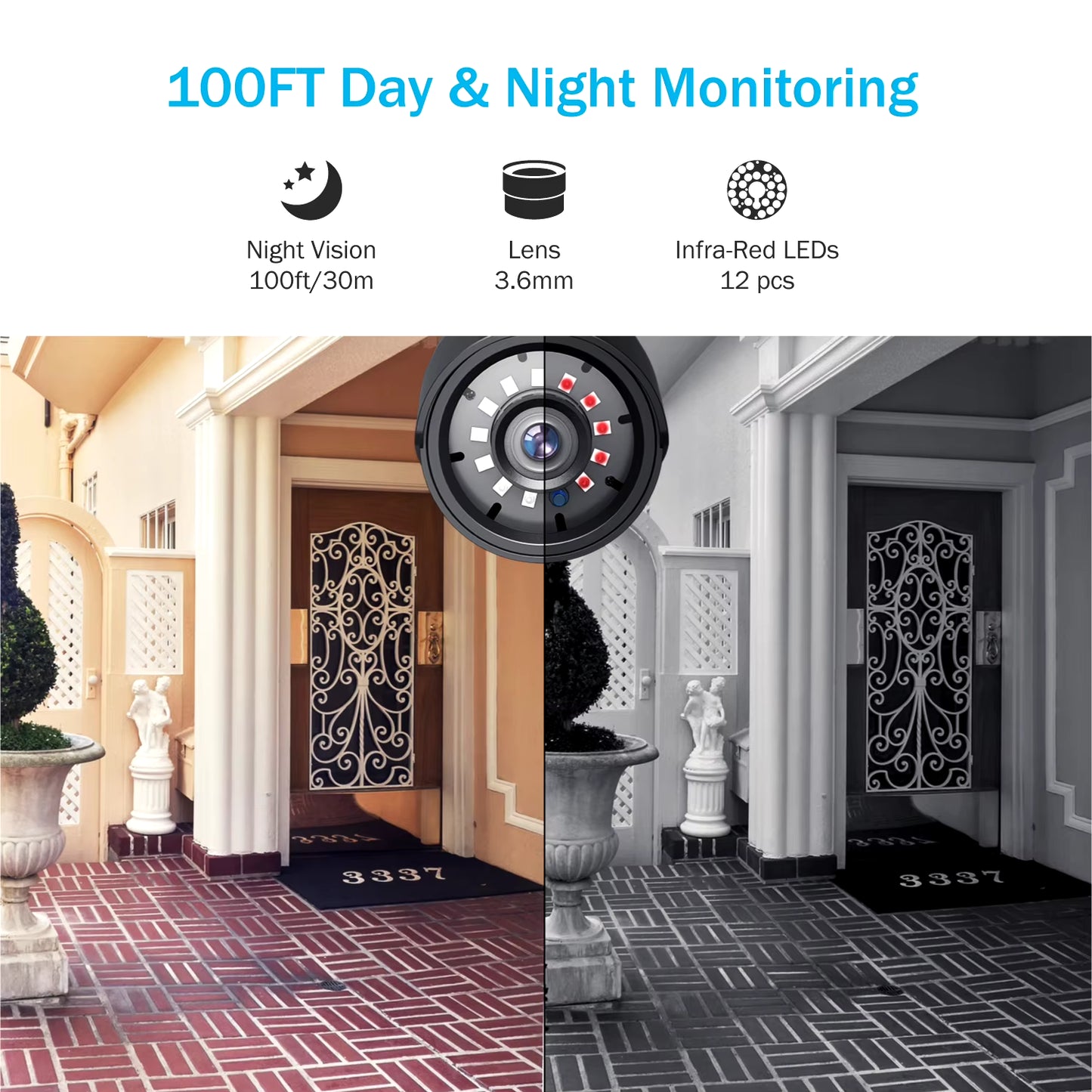 1080P Cameras 4-In-1 TVI Full Color Night Vision Bullet Security Camera 2MP Clear IR CCTV Surveillance Security Camera
