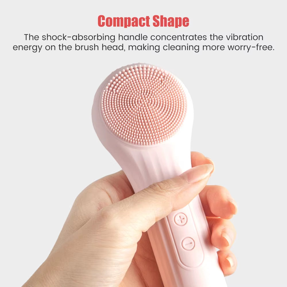 Electric Facial Cleansing Brush - Ultrasonic Vibration Silicone Face Cleanser