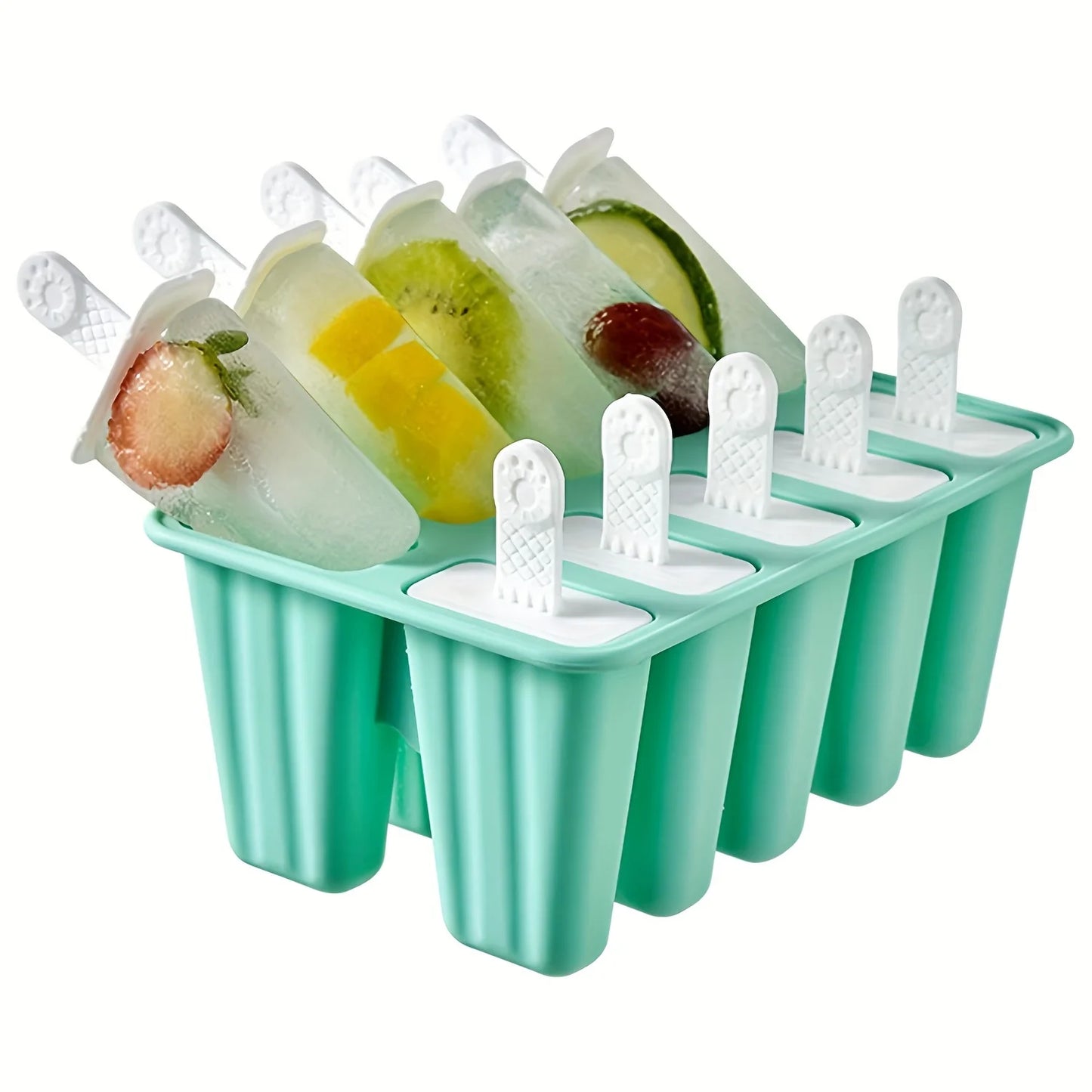 1Pc Reusable Silicone Popsicle Mold - 10 Cavity Popsicle Maker with Bonus Popsicle Sticks - Bpa-Free and Perfect for Restaurants