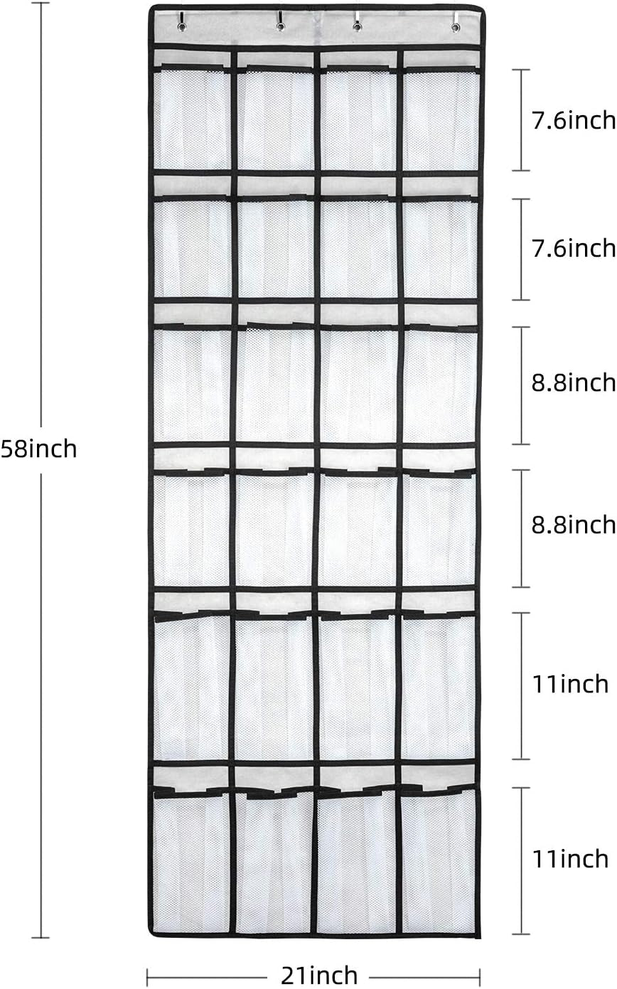 Door Shoe Organizer - Hanging Shoe Organizer with 24 Mesh Large Pockets