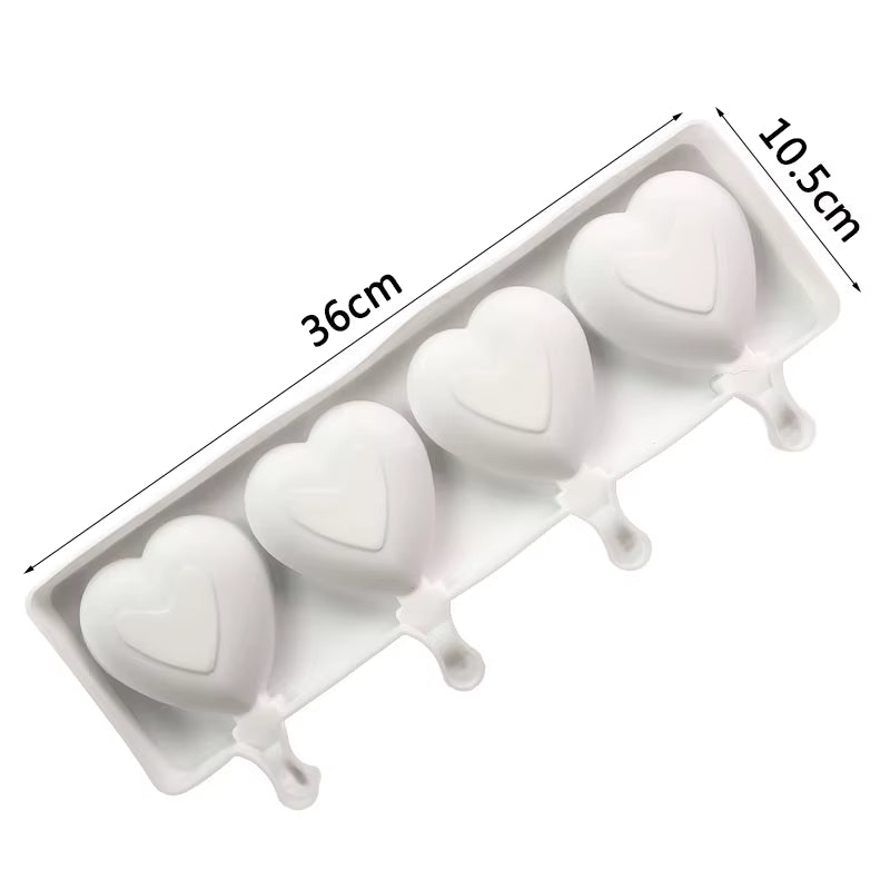 Large Size Ice Cream Mold Heart Shaped Silicone Popsicle Forms Tray Icelolly Moulds for Party Bar Decoration Tool