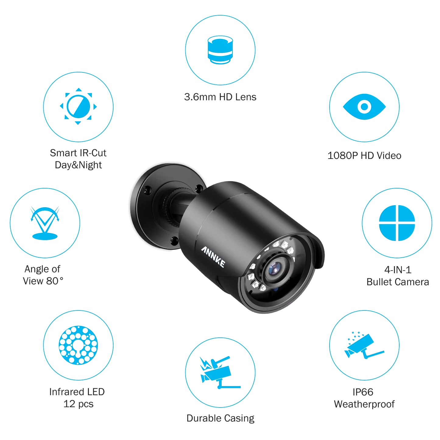 1080P Cameras 4-In-1 TVI Full Color Night Vision Bullet Security Camera 2MP Clear IR CCTV Surveillance Security Camera