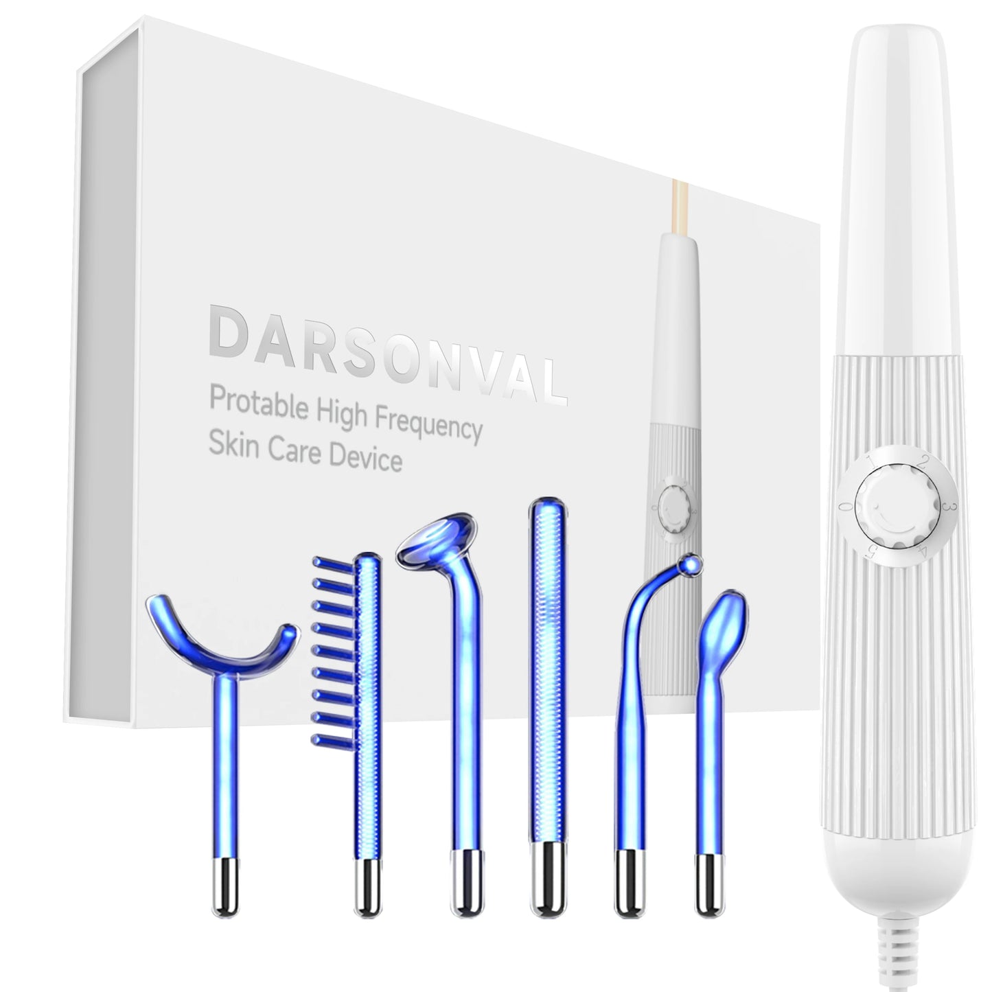 Blue 6-In-1 High Frequency Facial Machine for Hair and Face Fusion Neon+Argon Wands
