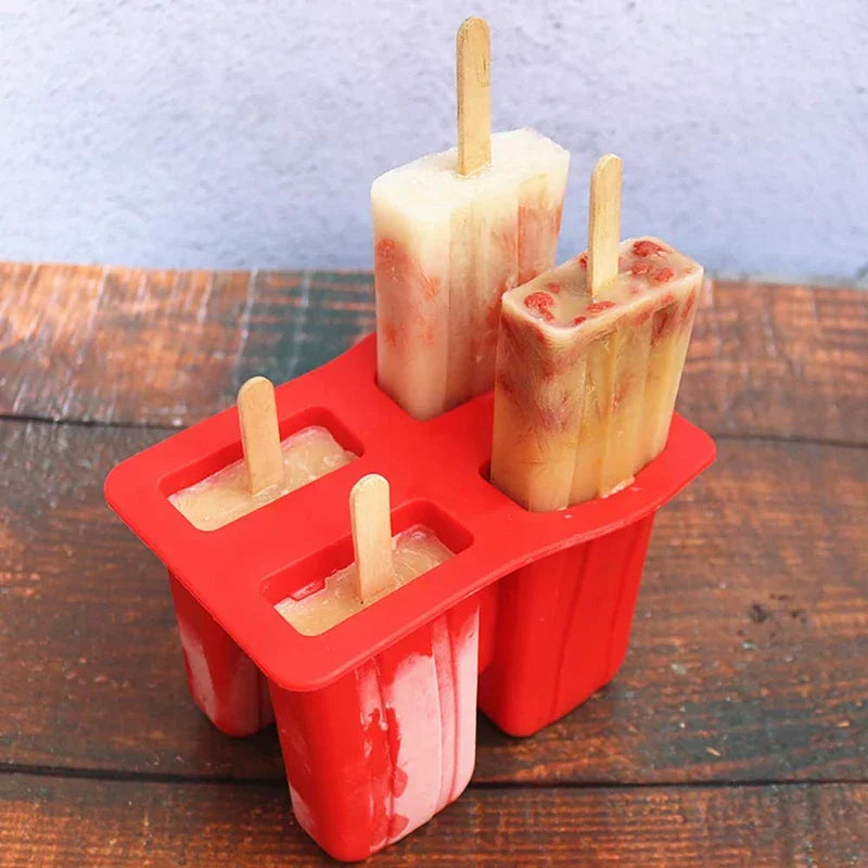 Food Grade Popsicle Silicone Molds 4/10 Cavity Homemade Kitchen Silicone Popsicle Mold BPA Free Frozen Ice Pop Cream Maker