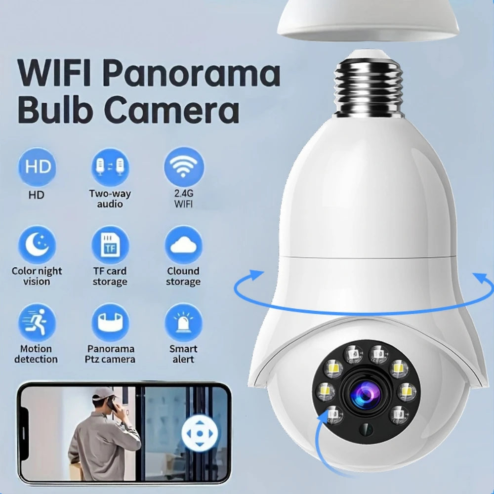 Lightbulb Security Camera Outdoor - Wifi Video Surveillance 1080P With Night Vision