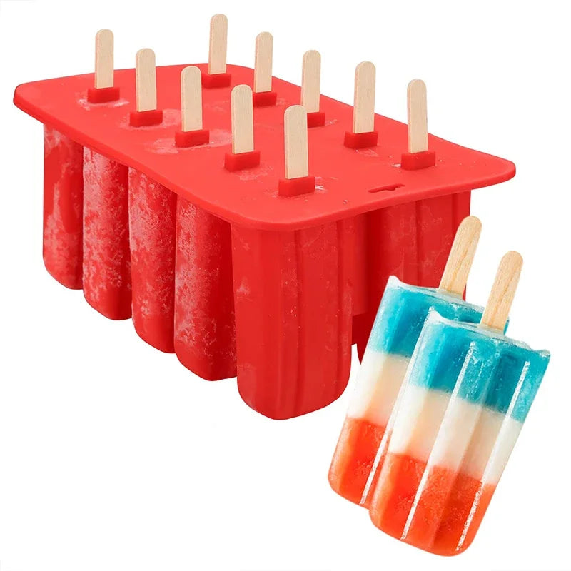 Food Grade Popsicle Silicone Molds 4/10 Cavity Homemade Kitchen Silicone Popsicle Mold BPA Free Frozen Ice Pop Cream Maker