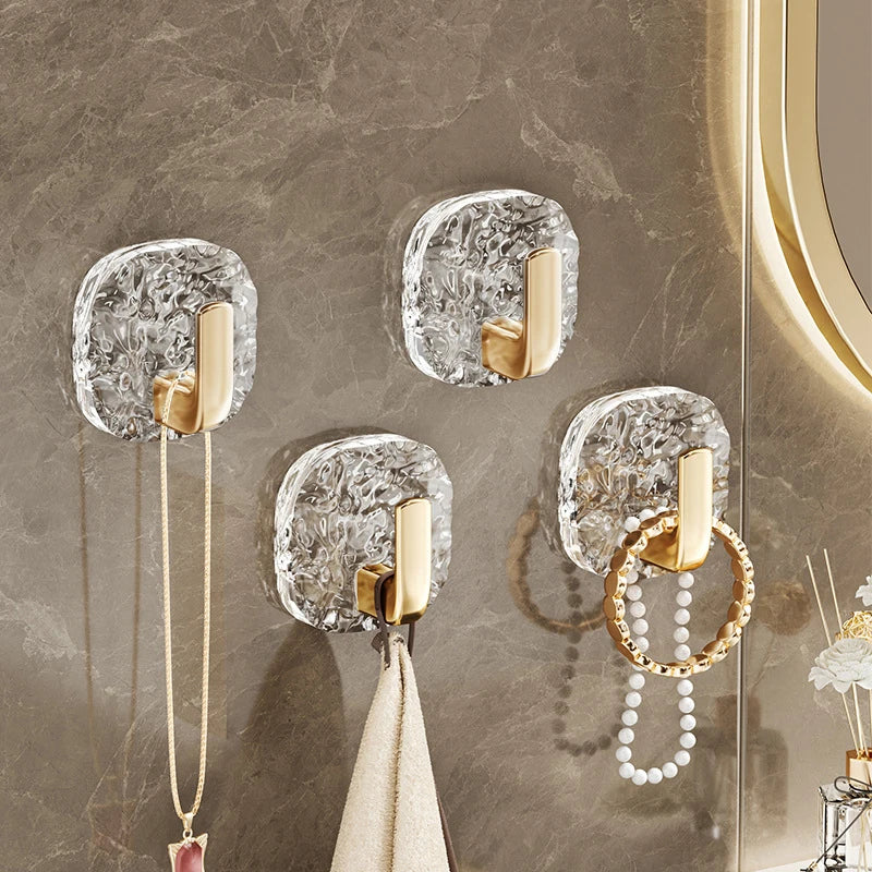 1/4PCS Self-Adhesive Wall Hooks Acrylic Bathroom Hooks for Hanging Waterproof Adhesive Hook Towel Holder Home Accessories