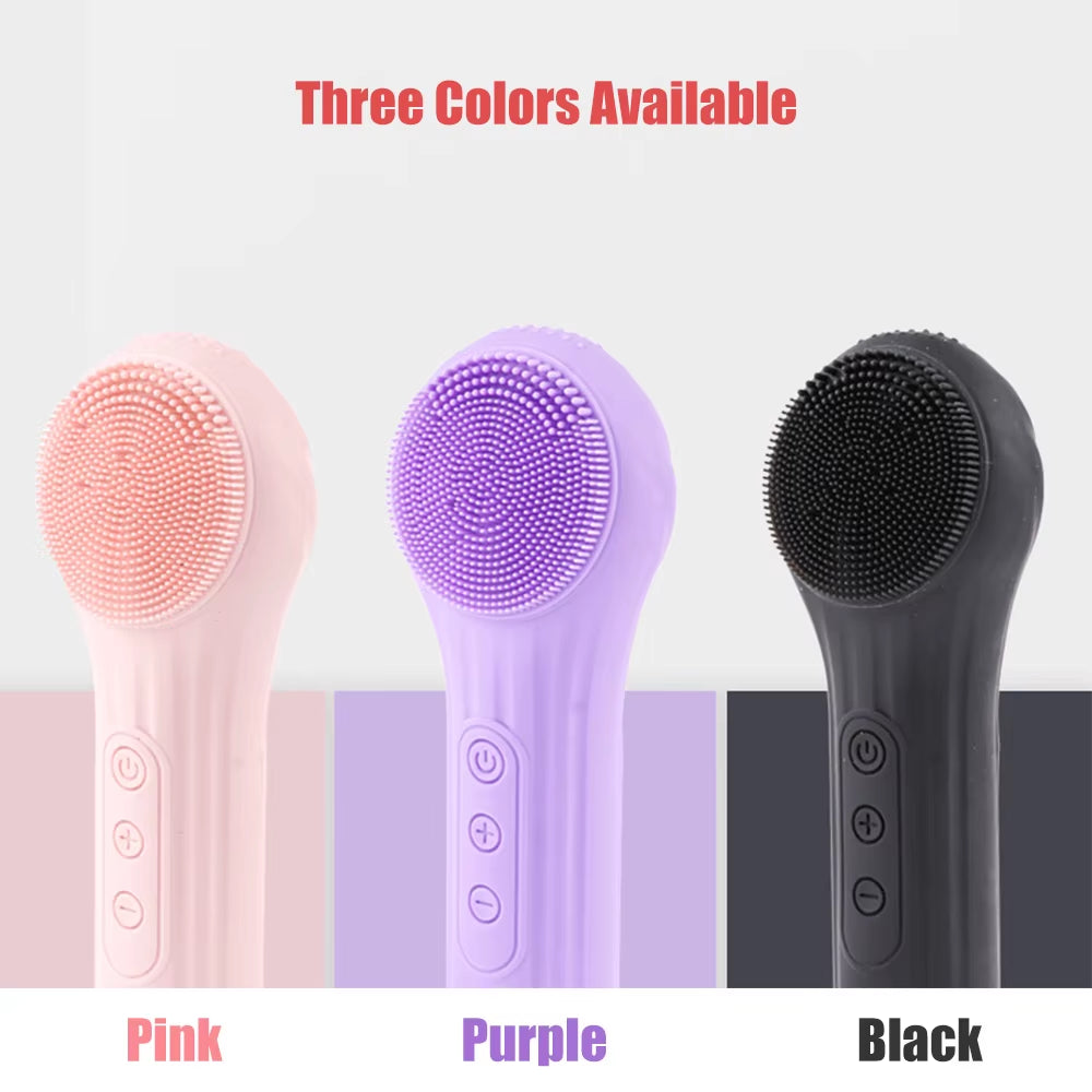 Electric Facial Cleansing Brush - Ultrasonic Vibration Silicone Face Cleanser