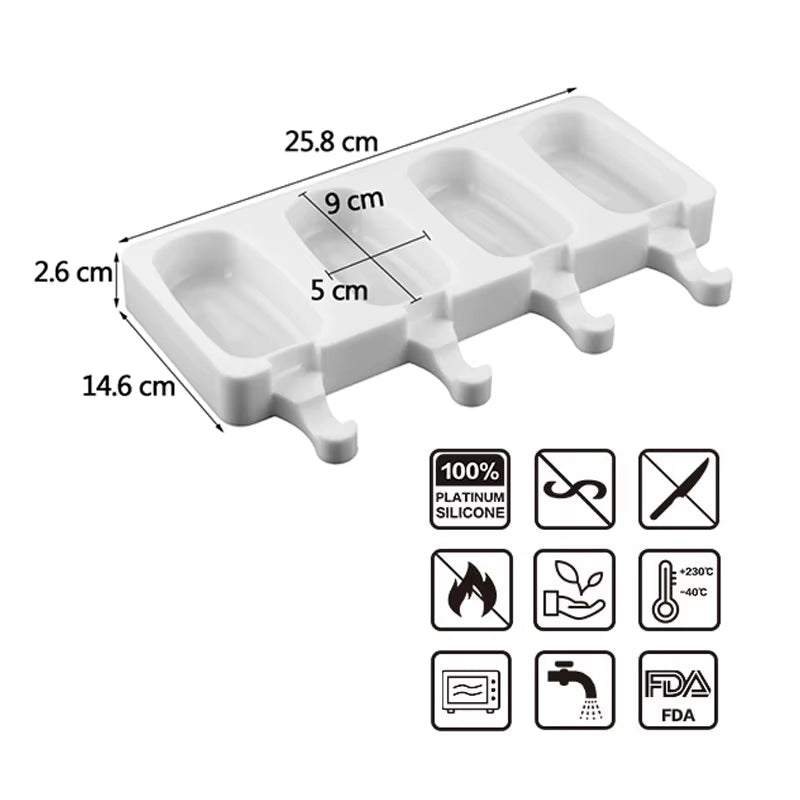 Large Size Ice Cream Mold Heart Shaped Silicone Popsicle Forms Tray Icelolly Moulds for Party Bar Decoration Tool