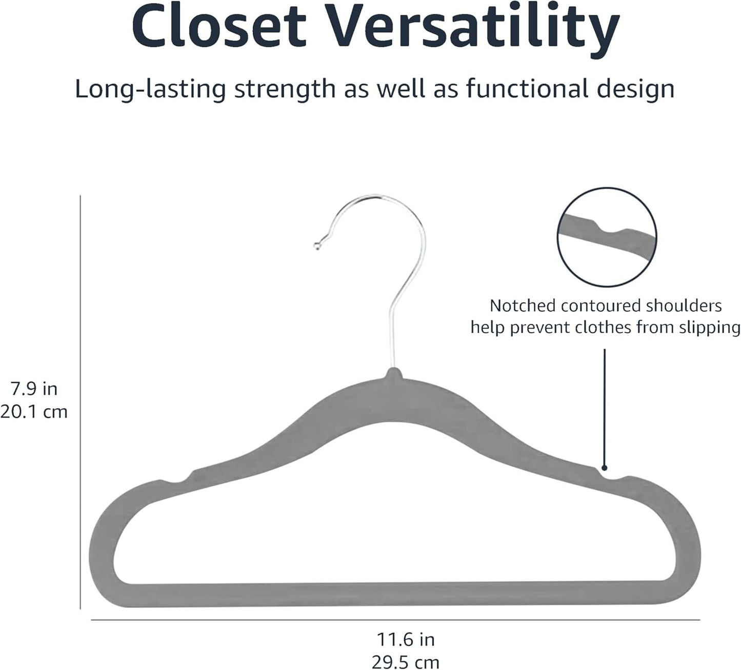 Grey Non Slip Hangers for Kids - Hangers for Infants And Toddlers, Pack of 30