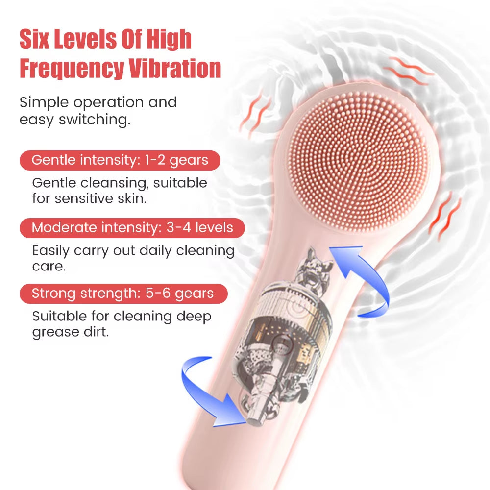 Electric Facial Cleansing Brush - Ultrasonic Vibration Silicone Face Cleanser