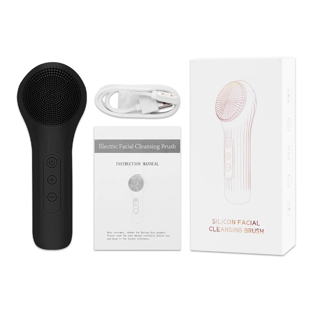 Electric Facial Cleansing Brush - Ultrasonic Vibration Silicone Face Cleanser