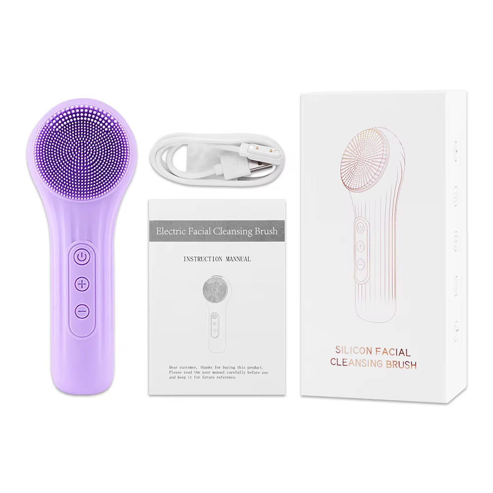 Electric Facial Cleansing Brush - Ultrasonic Vibration Silicone Face Cleanser