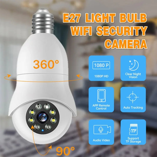 Lightbulb Security Camera Outdoor - Wifi Video Surveillance 1080P With Night Vision