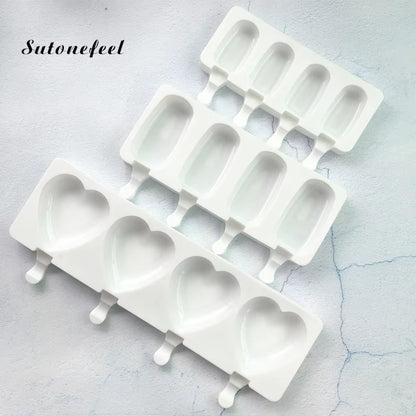 Large Size Ice Cream Mold Heart Shaped Silicone Popsicle Forms Tray Icelolly Moulds for Party Bar Decoration Tool