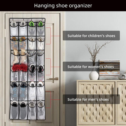  Door Shoe Organizer -  Hanging Shoe Organizer with 24 Mesh Large Pockets 