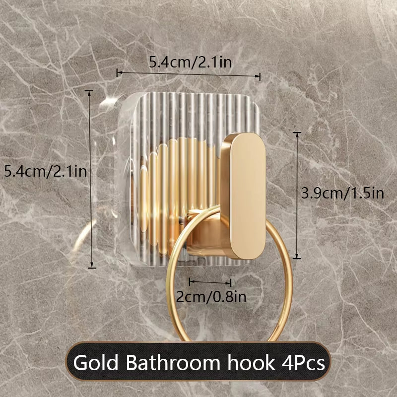 1/4PCS Self-Adhesive Wall Hooks Acrylic Bathroom Hooks for Hanging Waterproof Adhesive Hook Towel Holder Home Accessories