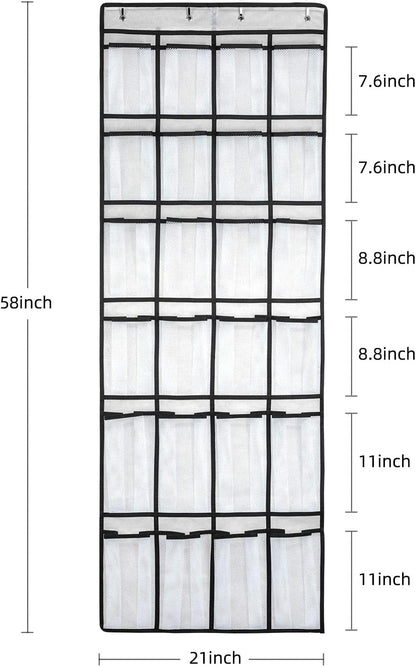  Door Shoe Organizer -  Hanging Shoe Organizer with 24 Mesh Large Pockets 