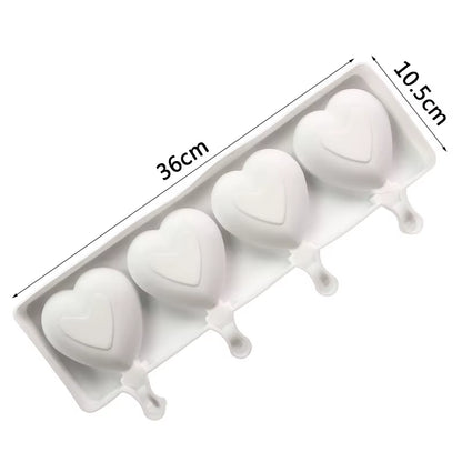 Large Size Ice Cream Mold Heart Shaped Silicone Popsicle Forms Tray Icelolly Moulds for Party Bar Decoration Tool