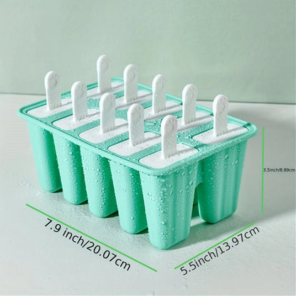 1Pc Reusable Silicone Popsicle Mold - 10 Cavity Popsicle Maker with Bonus Popsicle Sticks - Bpa-Free and Perfect for Restaurants