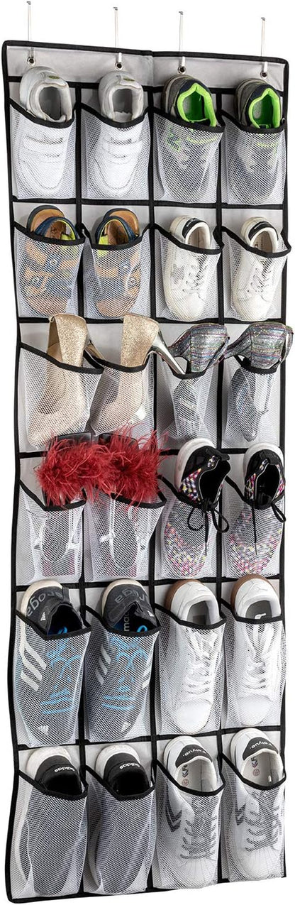  Door Shoe Organizer -  Hanging Shoe Organizer with 24 Mesh Large Pockets 