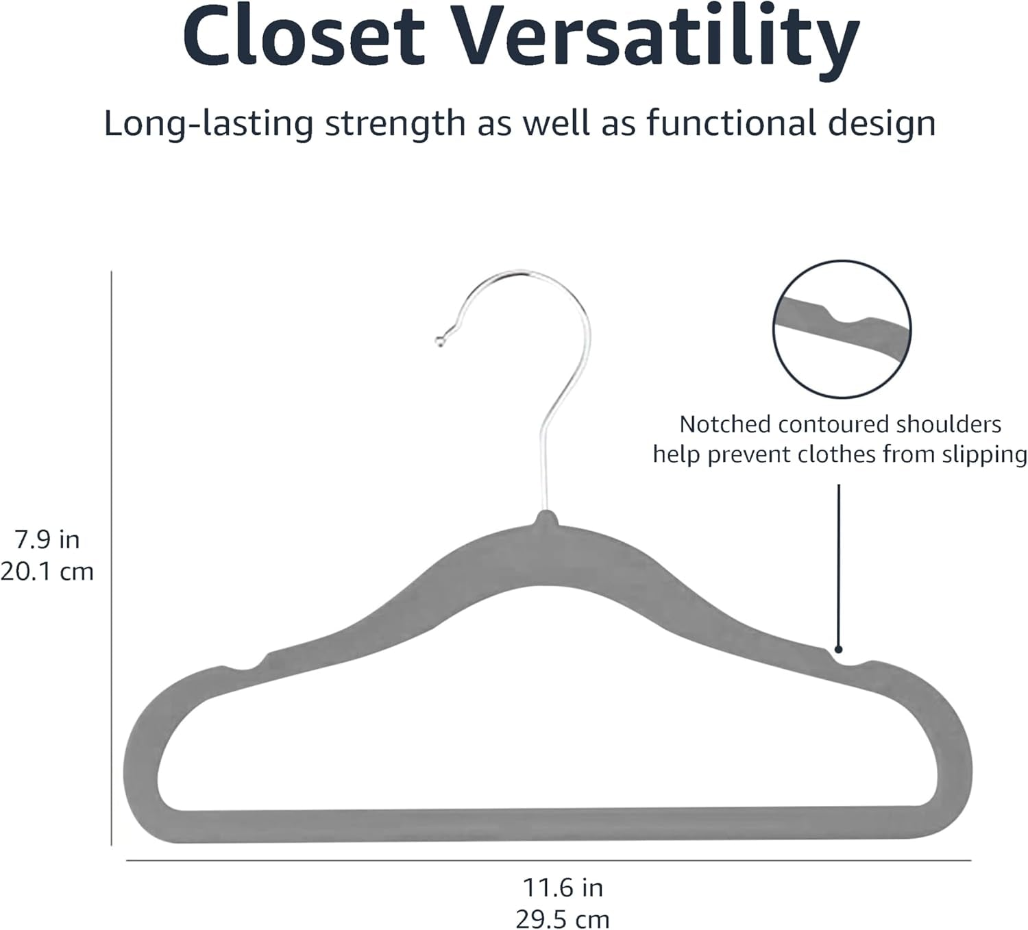 Grey Non Slip Hangers for Kids - Hangers for Infants And Toddlers, Pack of 30