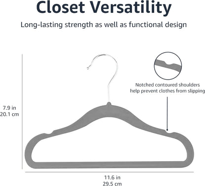 Grey Non Slip Hangers for Kids - Hangers for Infants And Toddlers, Pack of 30